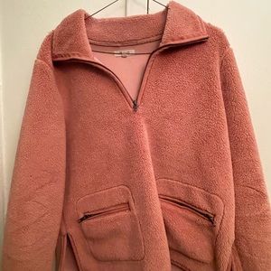 MADEWELL Pink Fuzzy Quarter Zip Size Small